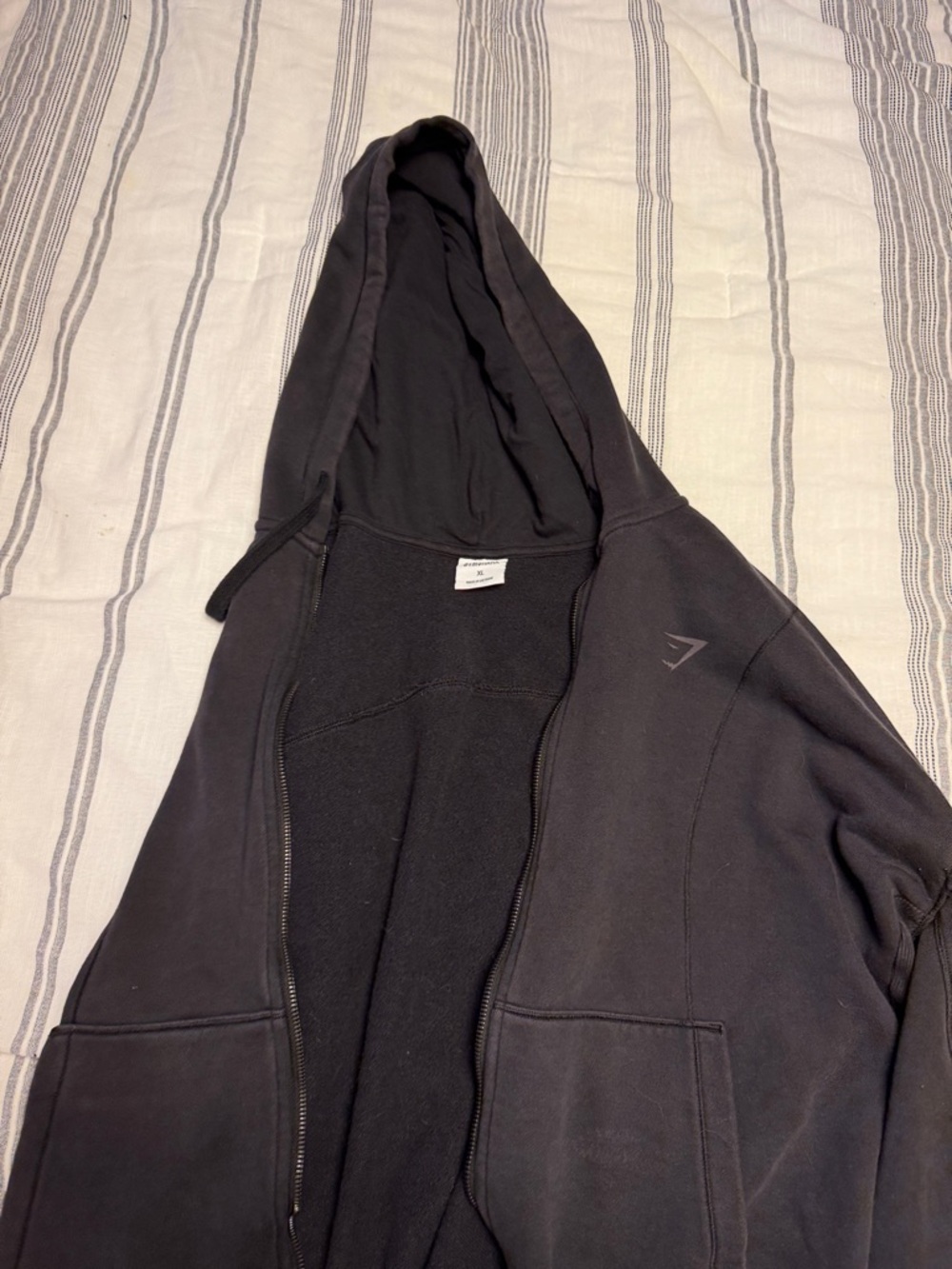 Gymshark Men's Black Full-Zip Hoodie with Hood